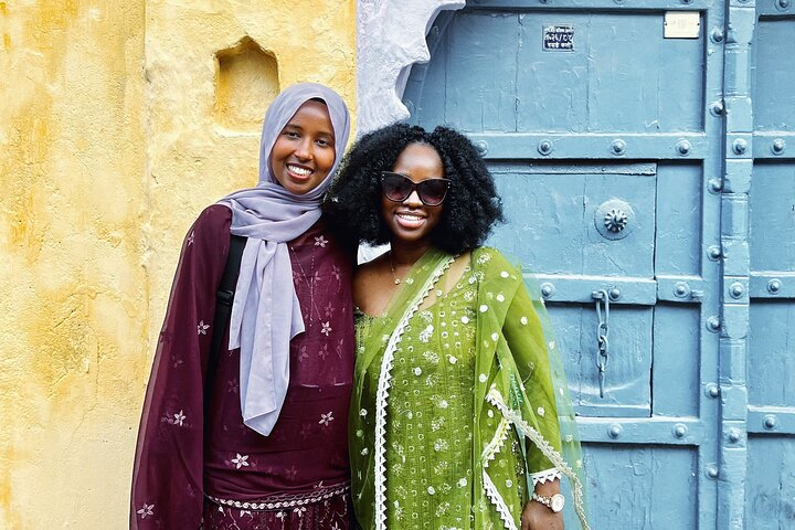Happy guests posing in the artisans district