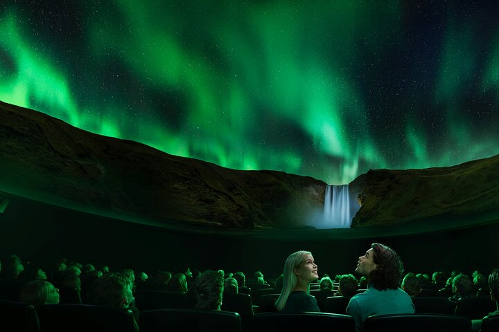 Experience the magic of the northern lights in a unique dome theatre surrounded by Iceland's stunning landscape and glaciers all while enjoying a mesmerizing journey through the cosmos.