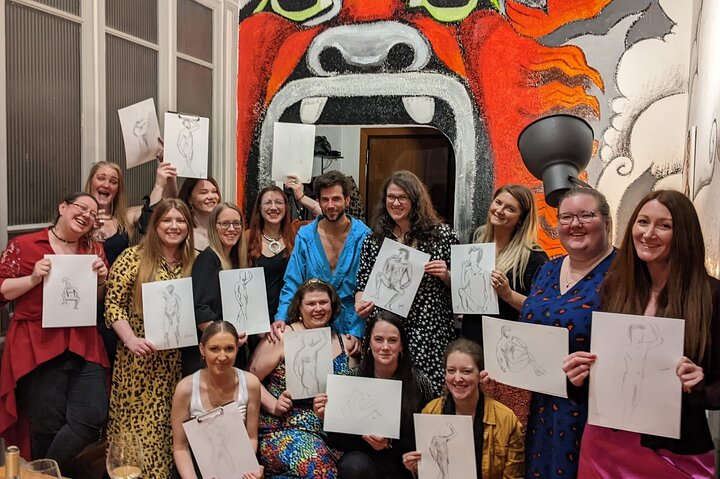 Experience artistic expression in a stunning 17th-century studio creating unique masterpieces while sipping wine and enjoying delightful company. Unleash your creativity with a charming live model as inspiration!