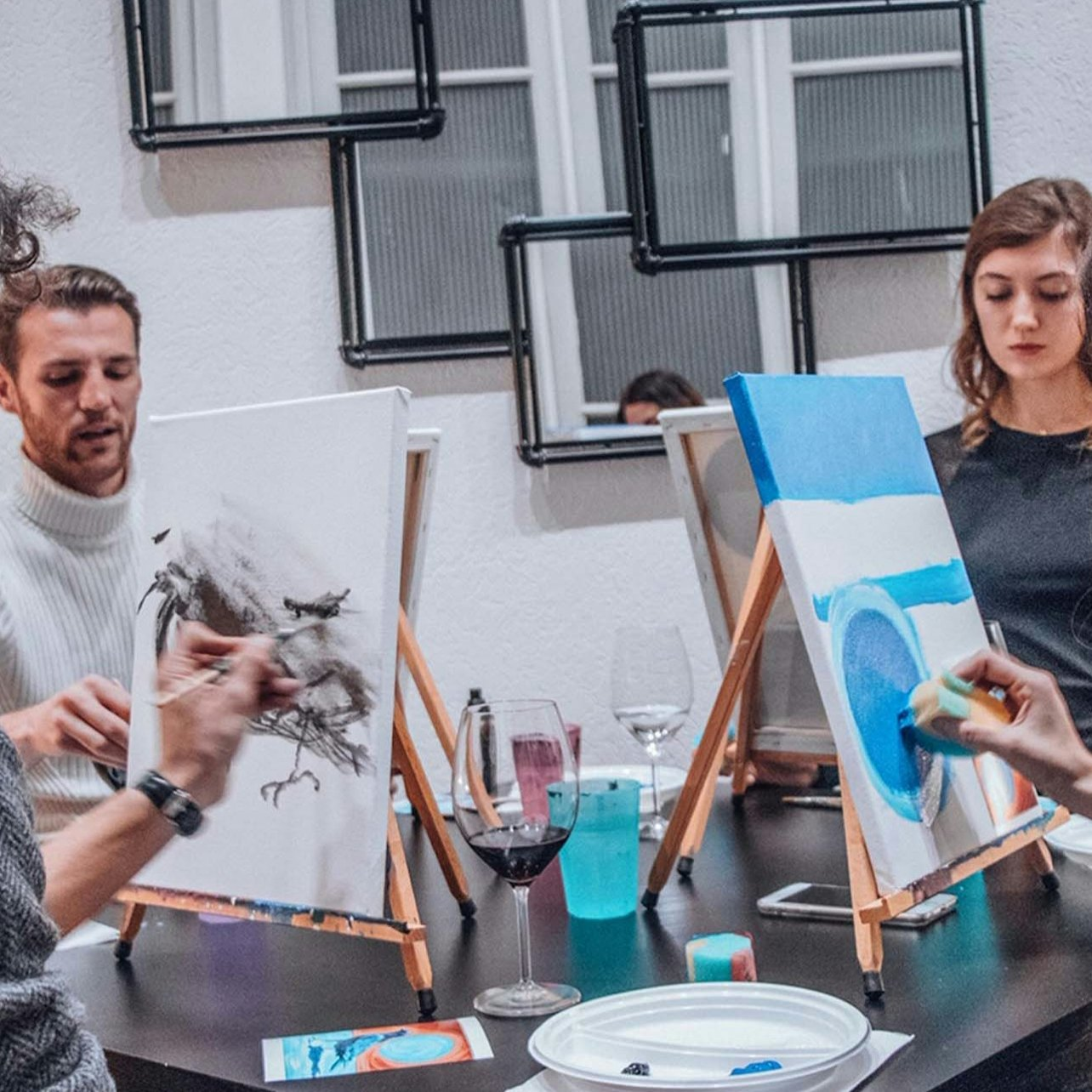 Rome: Paint and Sip Experience with Italian Wine & Pizza - Photo 1 of 4