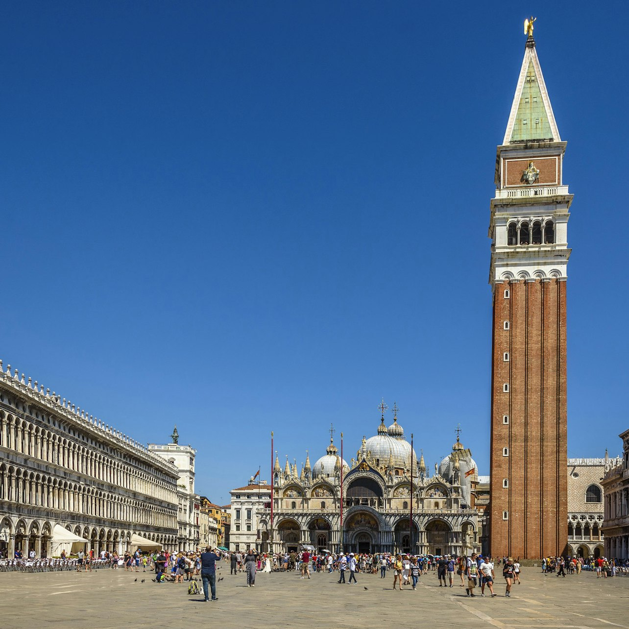 Experience breathtaking views from St. Mark's Campanile Venice's tallest tower and discover the history of this iconic landmark as you ascend effortlessly with skip-the-line access.