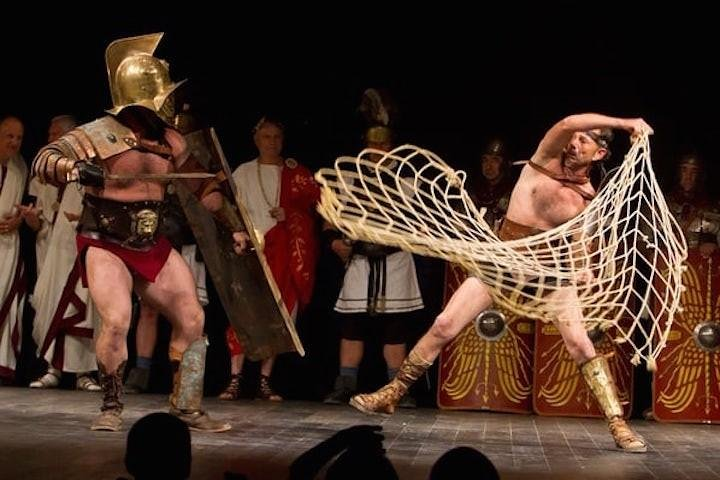 Experience the excitement of gladiator combat while immersing yourself in Ancient Rome's rich culture. Engage with authentic weapons and armor capturing unforgettable moments throughout this unique event.