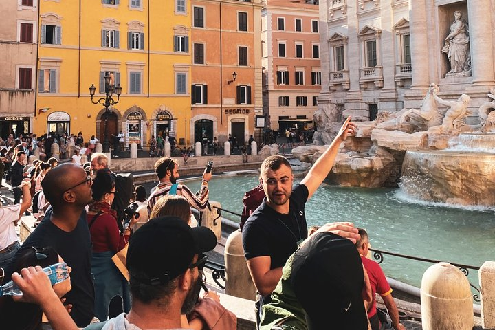 Russ guiding a group at the Trevi Fountain
