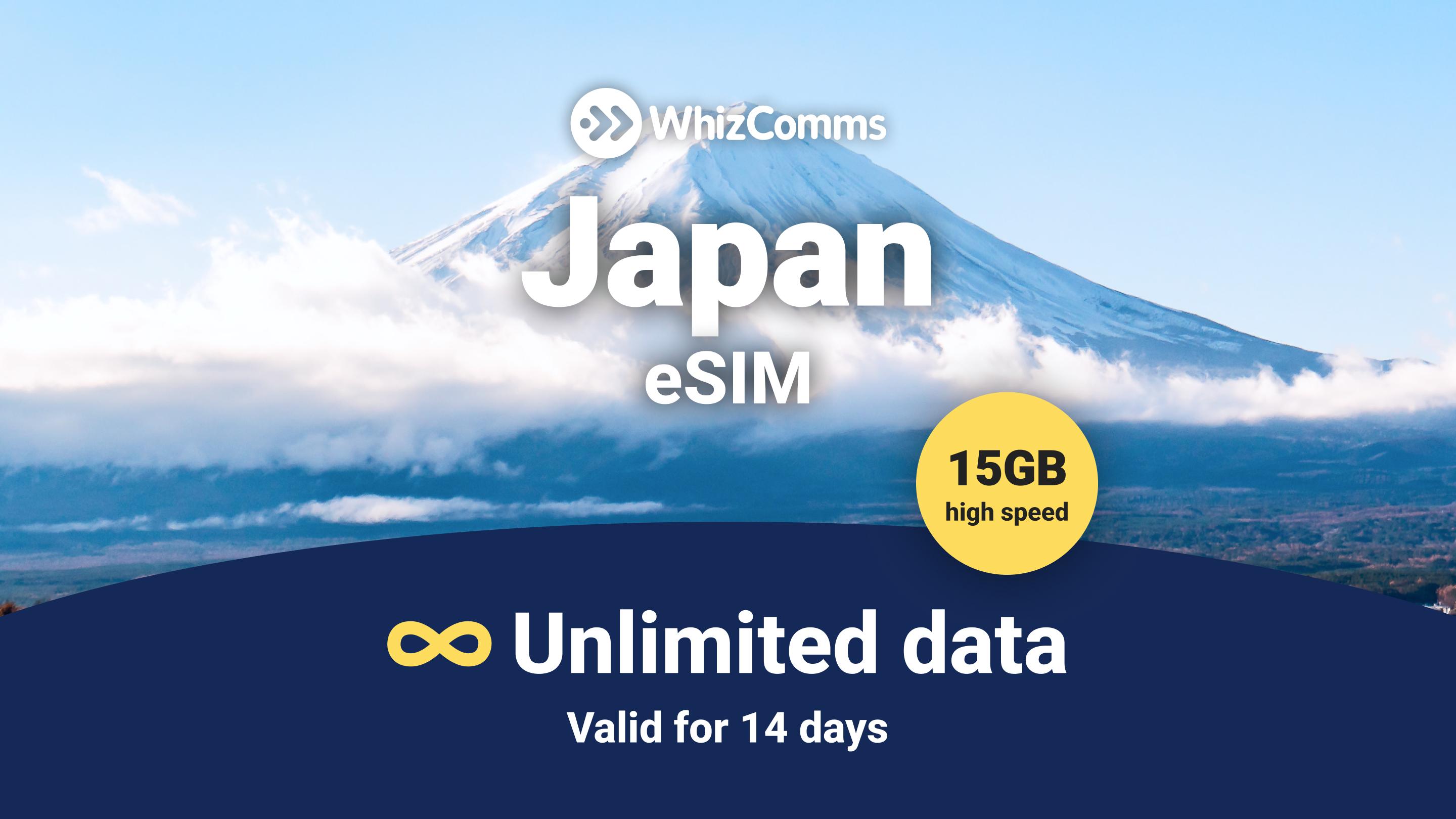 WhizComms 14-Day 15GB Unlimited Japan eSIM - Photo 1 of 1