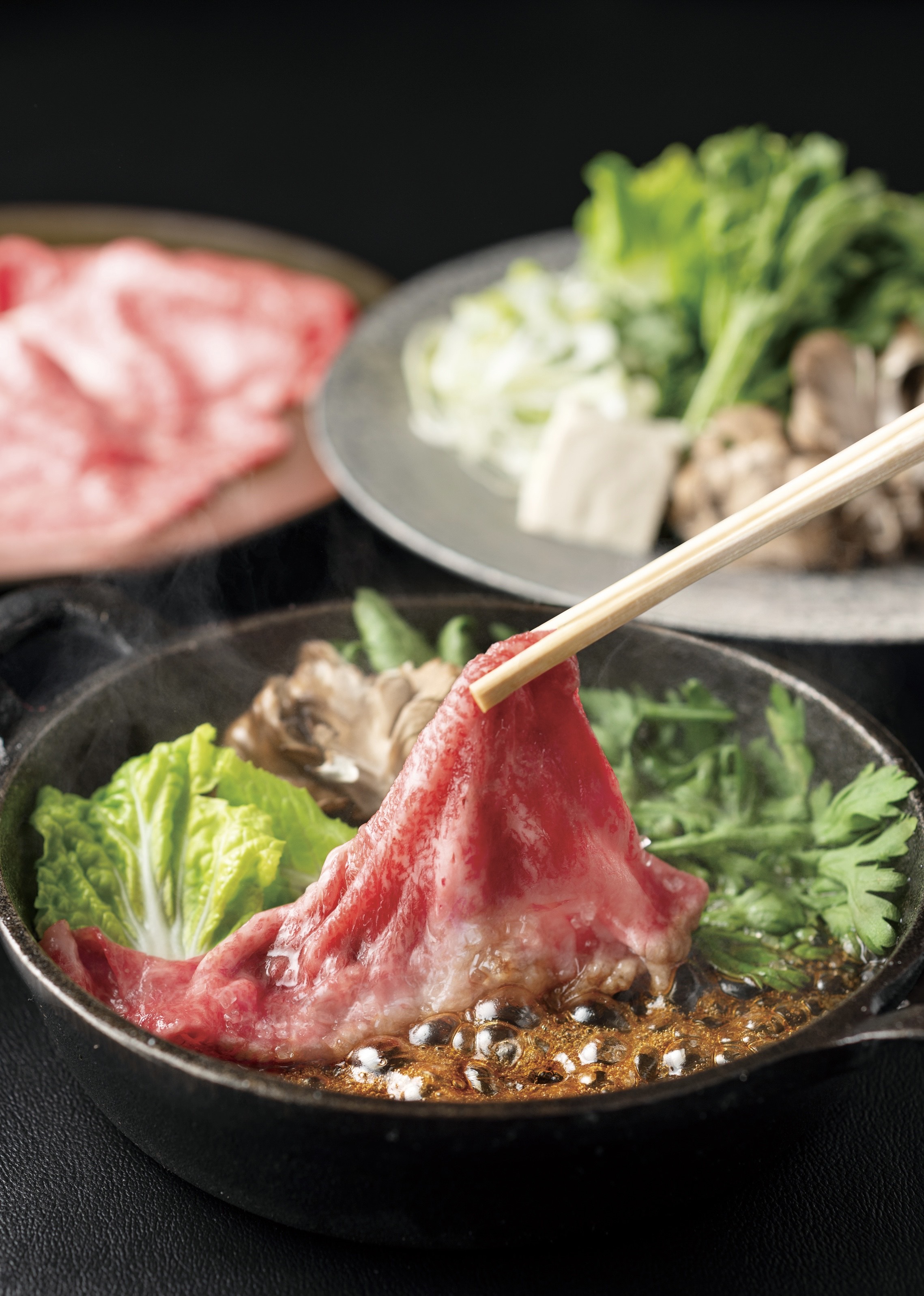 Indulge in the art of Kuroge Wagyu Shabu-Shabu and Sukiyaki tailored for an intimate dining experience. One pot per person allows for personalized enjoyment and culinary exploration in Osaka.