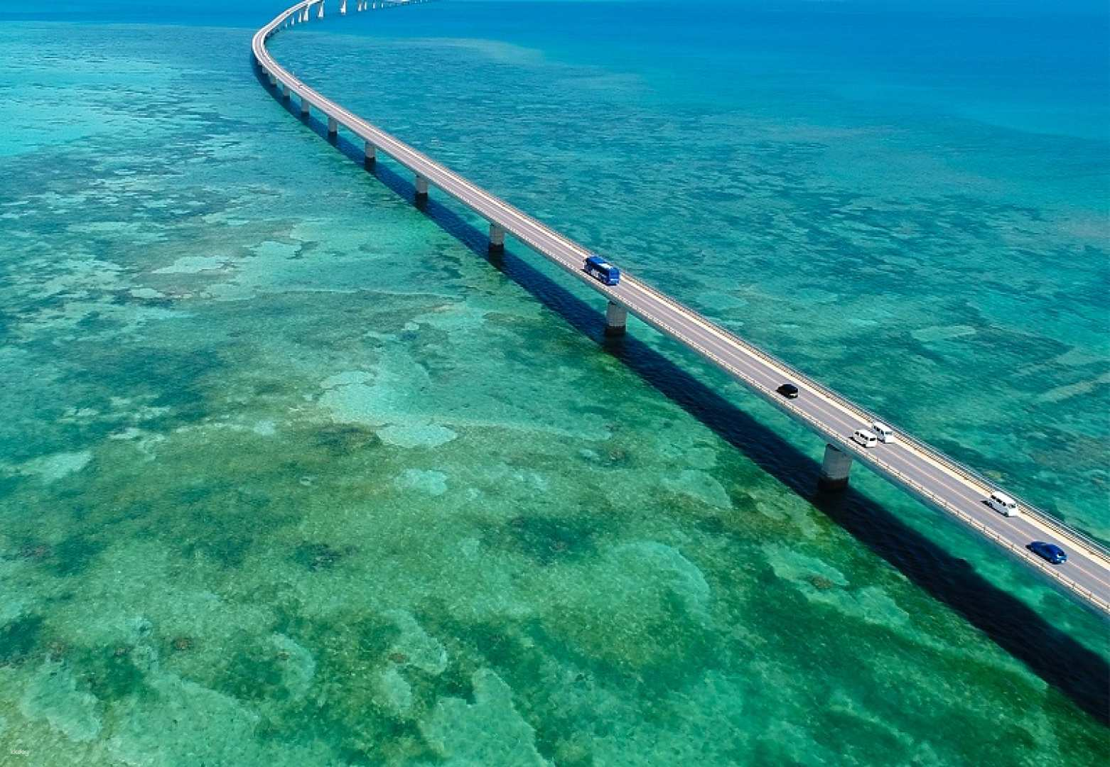 Experience the breathtaking views from above as you journey along the stunning bridges of Miyakojima connecting five beautiful islands in a single unforgettable day. Perfect for adventurers!