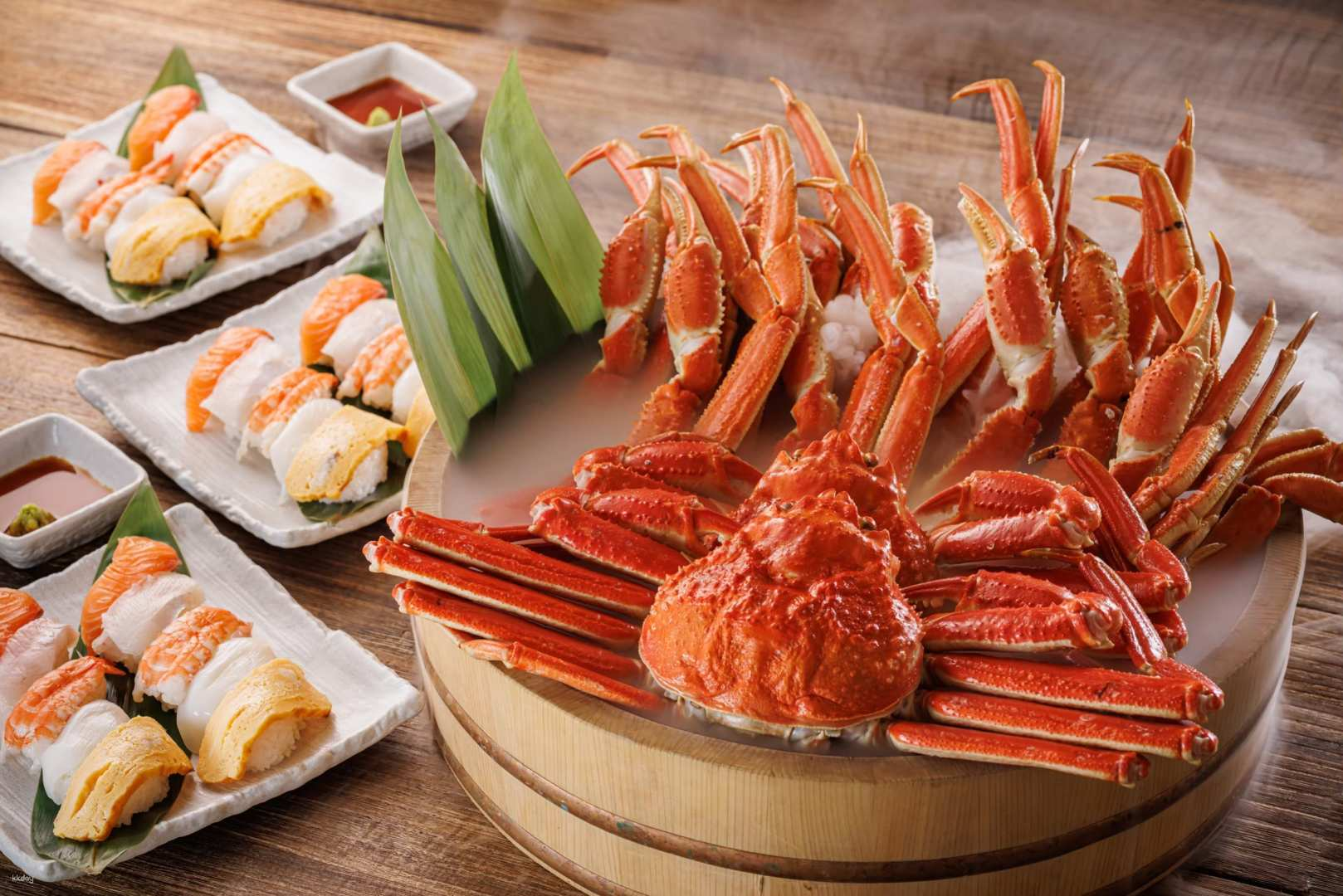 Experience the delight of all-you-can-eat crab featuring extra-large red king crab and snow crab alongside sushi and kamameshi just steps from Sakae Station in Nagoya.
