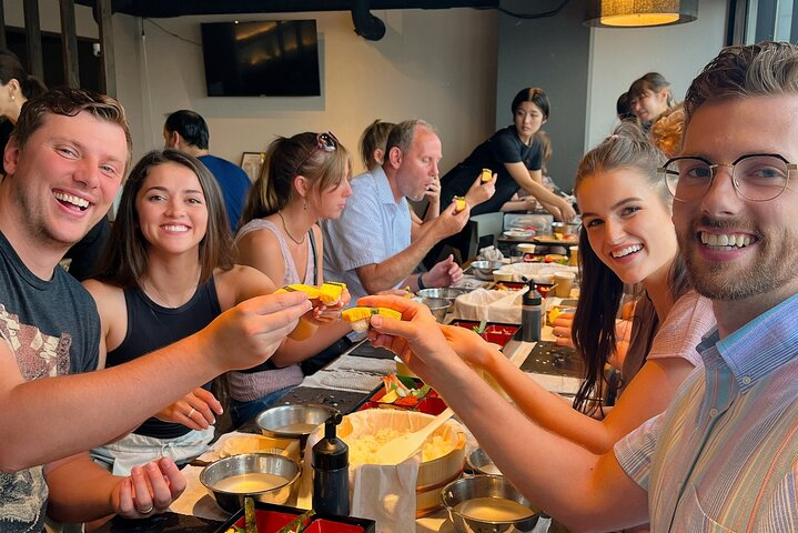 Experience the joy of sushi-making with friends savor delicious Japanese snacks and immerse yourself in the rich culinary traditions of Tokyo. A perfect blend of fun and culture awaits!