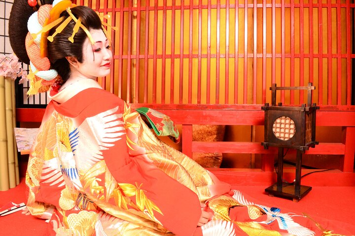 open lace back dress Red Japanese Geisha Style Kimono Dress Hana