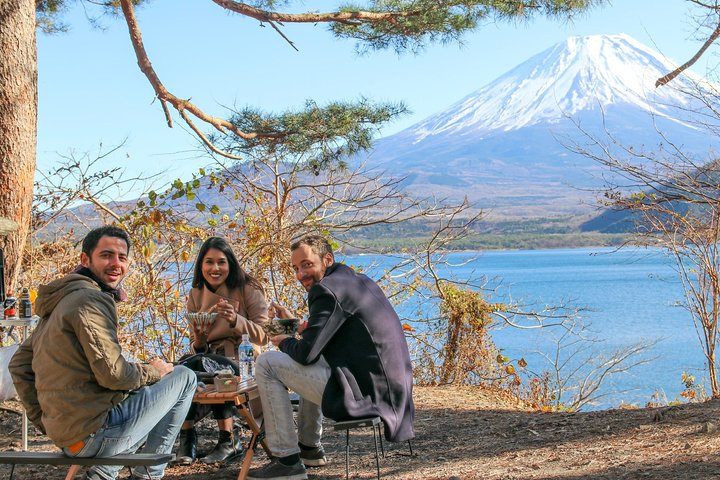 Japanese BBQ-style lunch with a stunning view of Mt Fuji at Lake Motosu