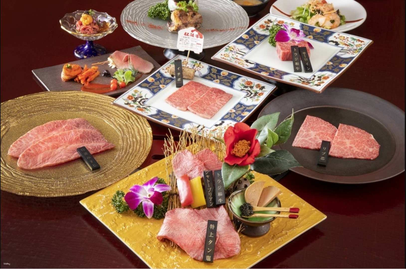 Indulge in A5 grade Wagyu beef elegantly presented in a modern setting inspired by Yin Yang and Five Elements perfect for savoring the ultimate culinary experience in Tokyo.