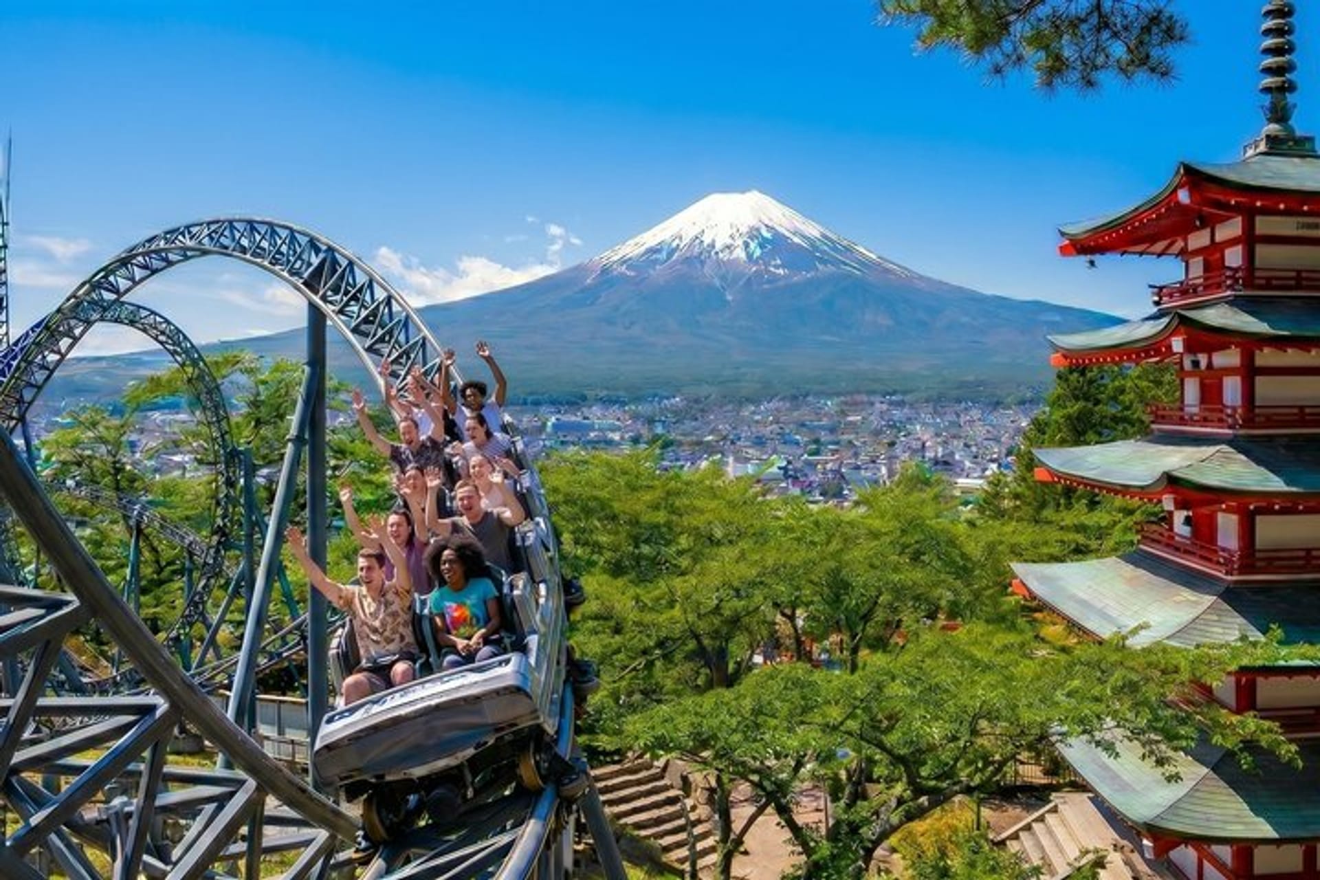 From Tokyo : Mount Fuji, Oishi Park & Kawagoe & Fuji-Q Highland in