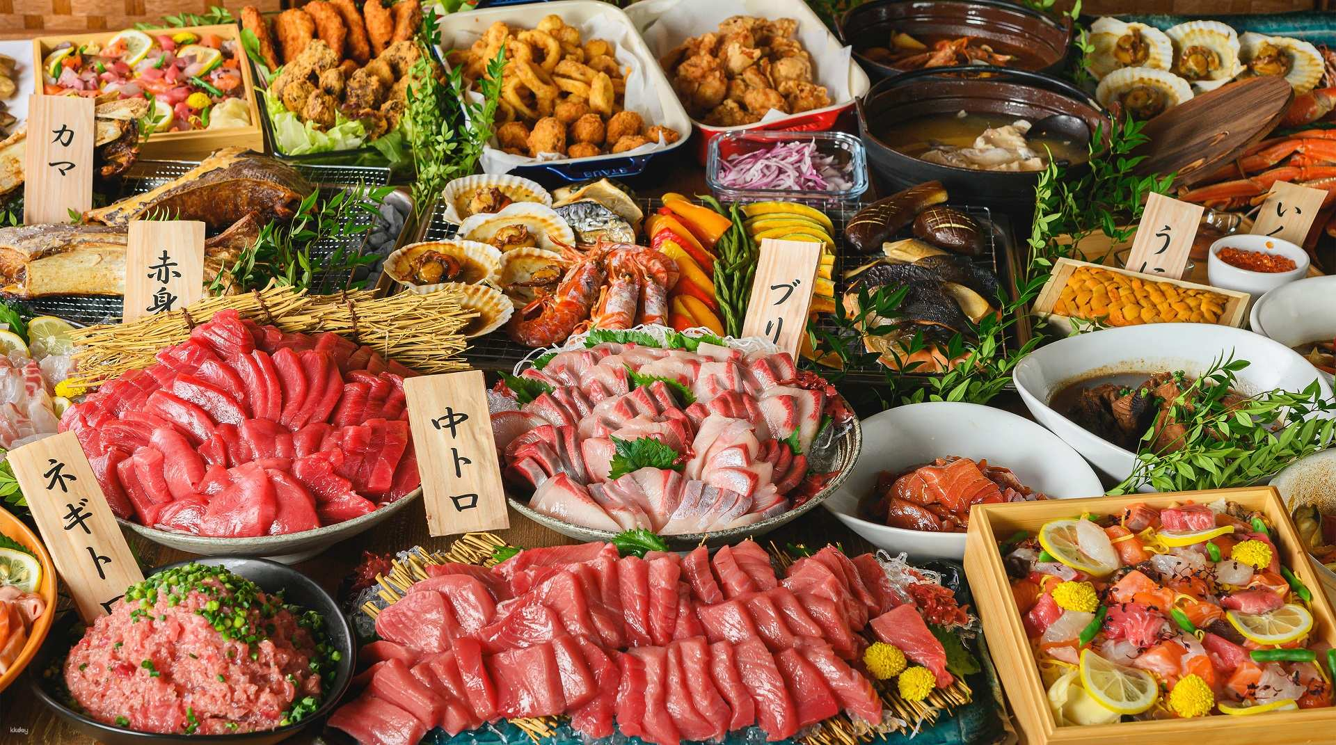 Immerse in the rich tapestry of Japanese cuisine with a delightful spread of fresh sashimi and a Tuna cutting show showcasing skill and artistry in every slice.