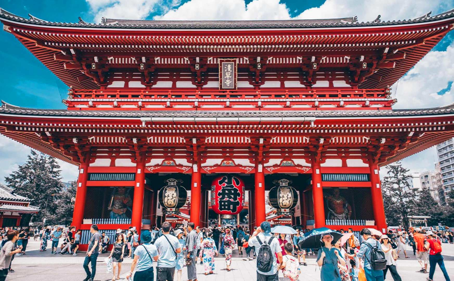 Explore the iconic Sensoji Temple a historic gem in Tokyo surrounded by lively streets and ancient charm before unwinding in soothing hot springs after a day of adventure.