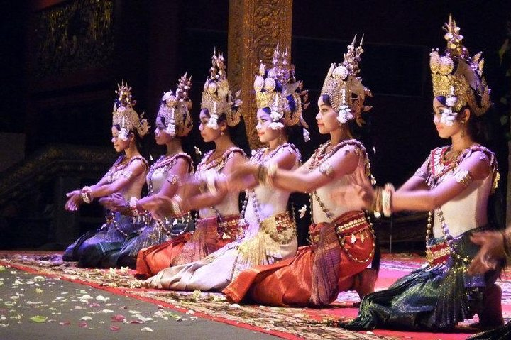 Experience an unforgettable evening in Siem Reap with enchanting Khmer dances delightful buffet dinner and the chance to interact with performers immersing yourself in rich Cambodian culture.