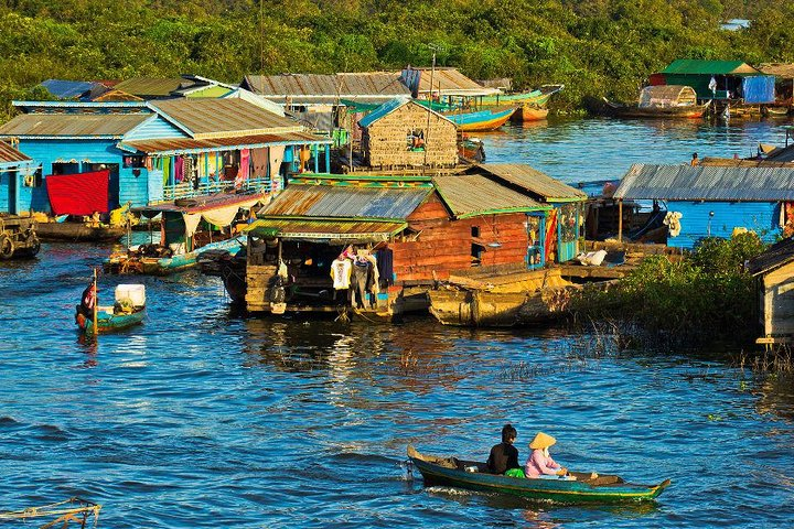 Experience the charm of Chong Kneas Floating Village where life unfolds on water. Glide past colorful homes and bustling shops immersing yourself in the unique local culture and serene surroundings.