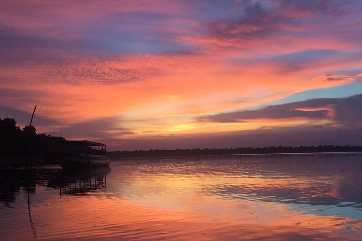 Sunset view in dark evening on dam!