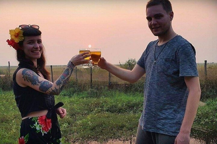 Lovely beer time with sunset
