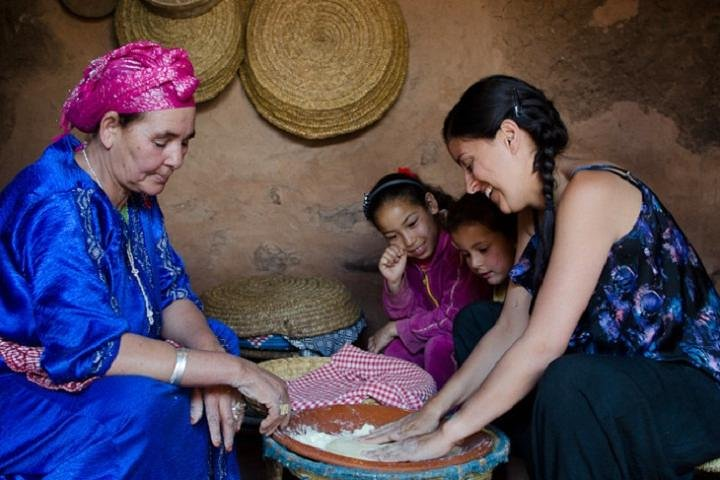 Baking bread escorted by the girls!