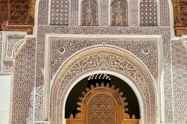 Plaster carving in Ben Youssef Medrassa.