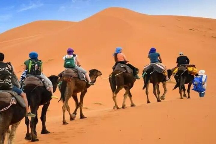 Merzouga overnight camel trekking in luxury desert camp 