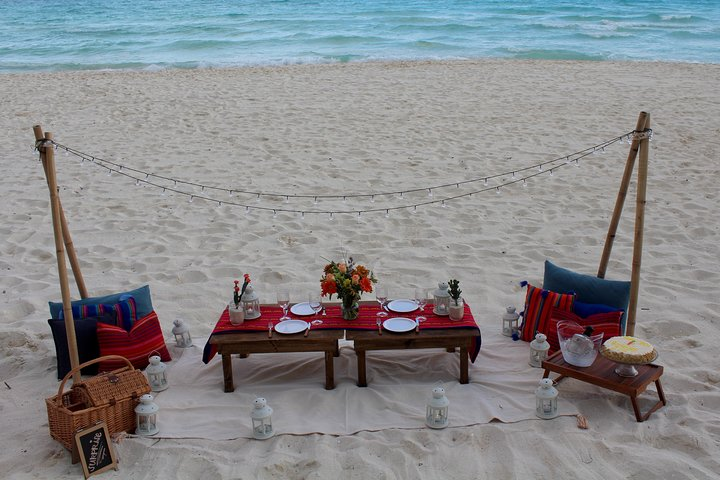 Candlelit Picnic on the Beach with Friends