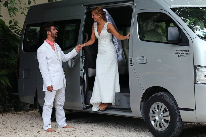 couple getting out of van