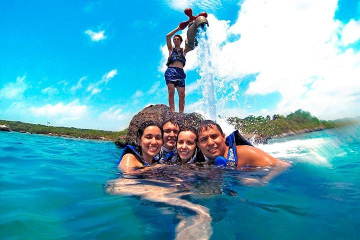 You can snorkel in the crystal clear waters of the huge natural cove and observe a variety of tropical fish