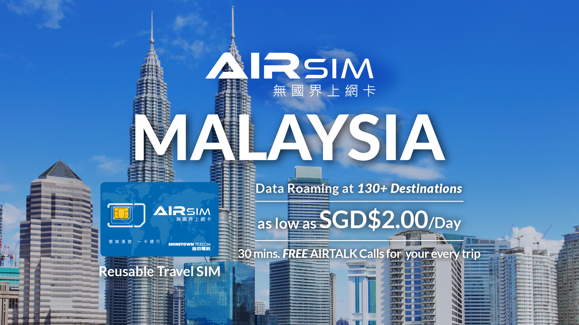 AIRSIM Reusable Global Travel Prepaid SIM – Malaysia - Photo 1 of 6
