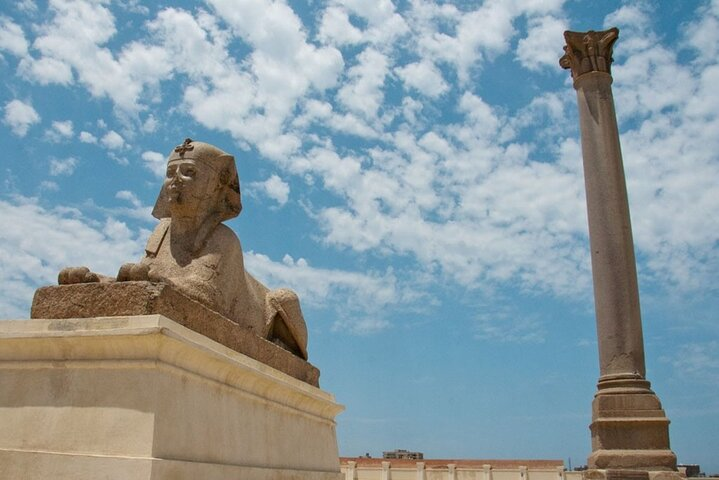 Explore the rich history and stunning architecture of Alexandria. Marvel at iconic landmarks like the Sphinx and towering columns inviting you to delve into the stories of the past.