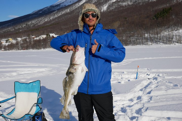 Experience the joy of ice fishing on the fjord in Tromsø. Catch your own fish learn Norwegian cooking and enjoy local stories while surrounded by stunning arctic scenery.