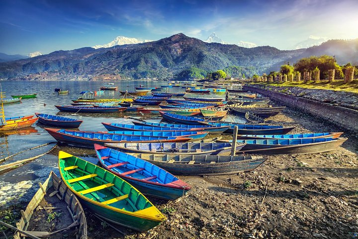 Colorful boats at Fewa Lake, Pokhara
