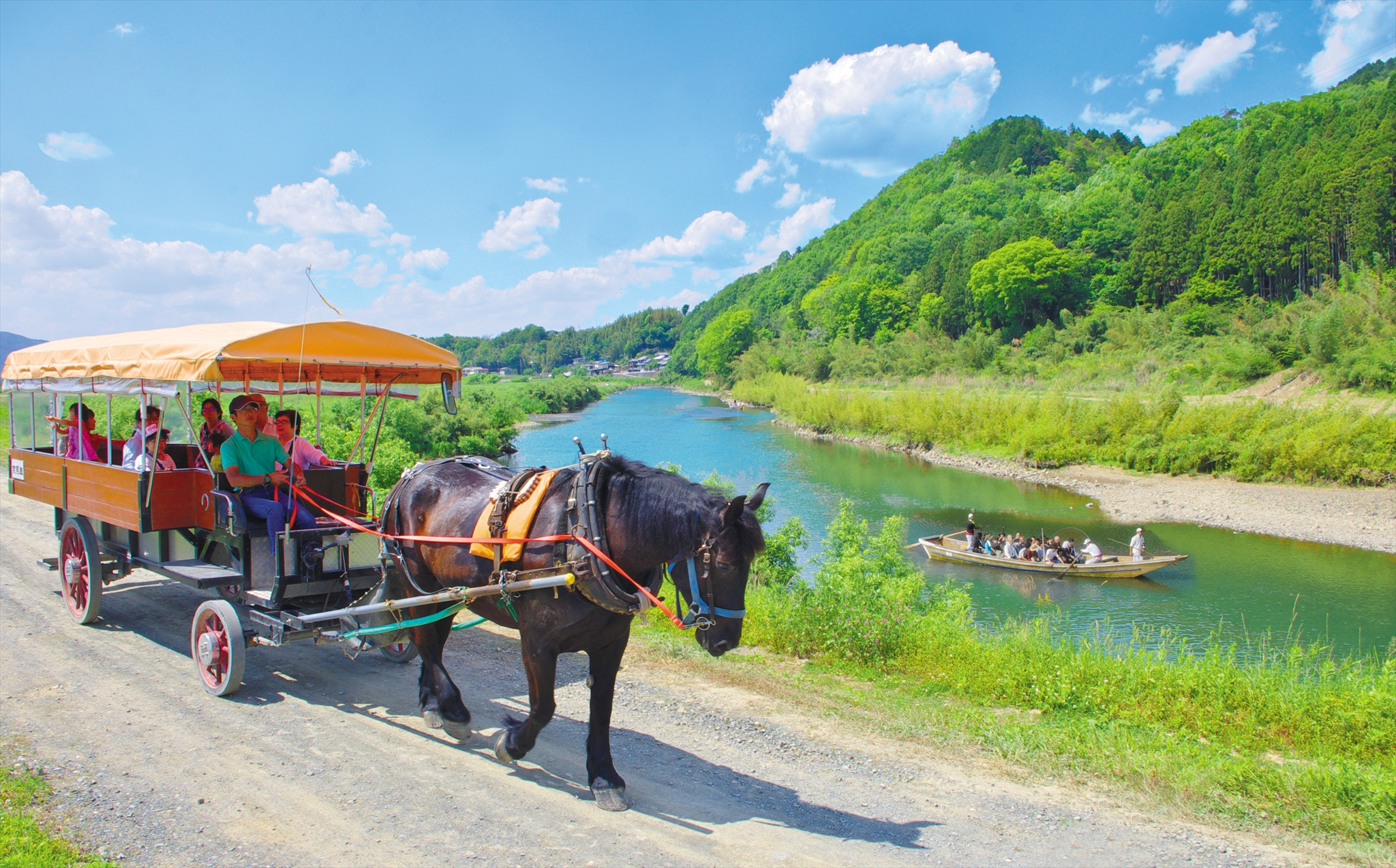 Horse-Drawn Carriage Tour: From Kameoka Torokko Station to Hozugawa River Boat Cruise Boarding Point - Photo 1 of 7