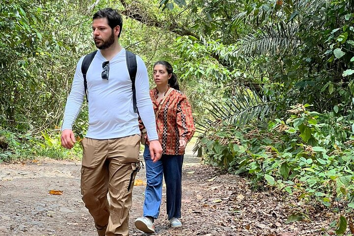 Tourist walking in a guided tour in Soberanía