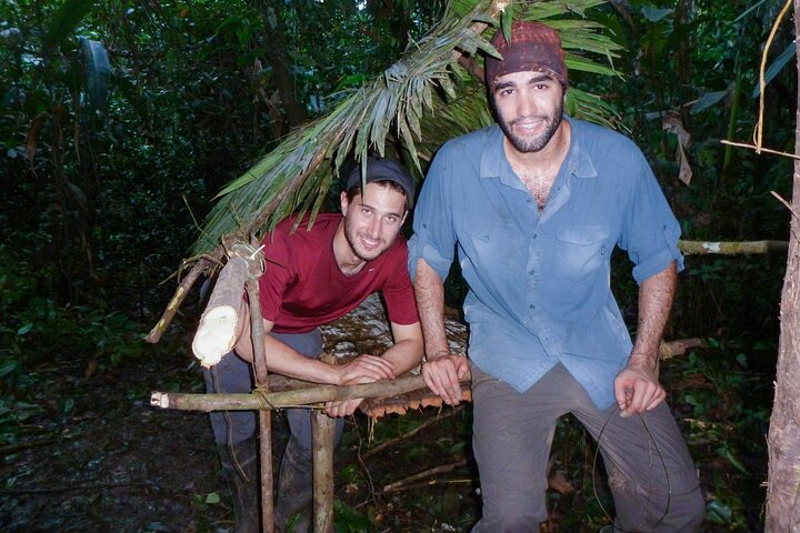 Jungle survival training in the Amazon Rainforest by Amazon Explorer, Peru.