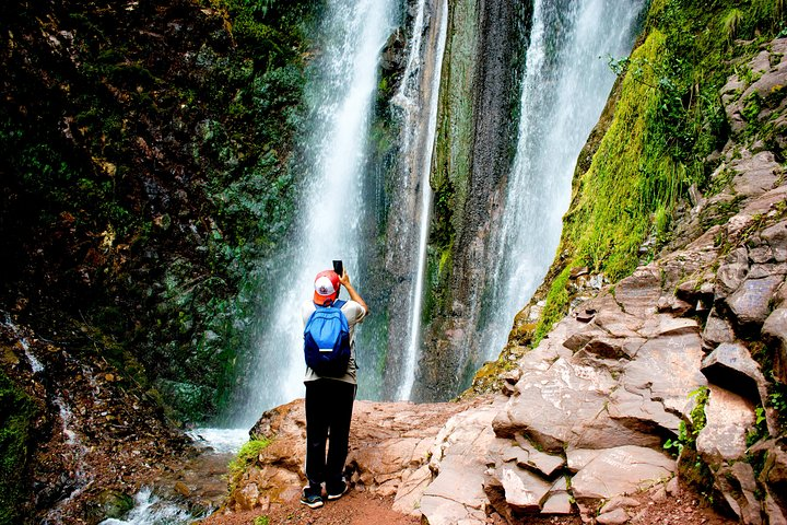 Waterfall Poc Poc along the Inca trail in the sacred valley