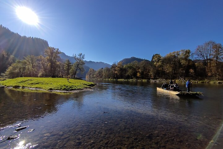Rafting on Dunajec River on traditional wooden rafts.
