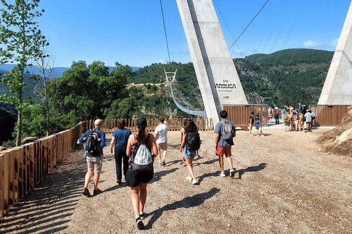 Guests grouping up to cross the 516 Arouca Bridge