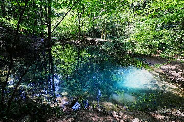 Ochiul Bei Lake with its amazing turquoise color.