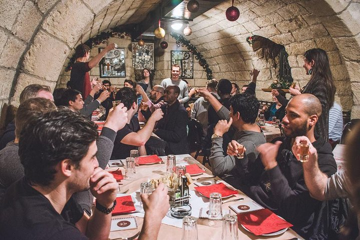 Our guests enjoying "rakija" - Serban brandy. Živeli!