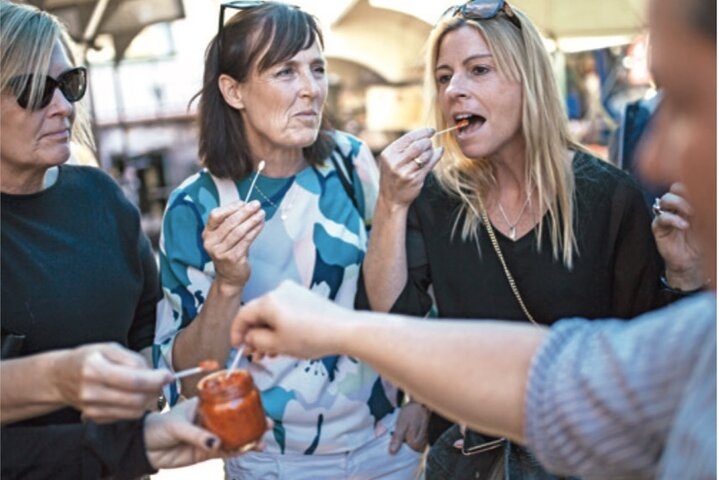 Tasting ajvar made after Milanka's family recipe, from peppers from Southern Serbia, cooked in open air.