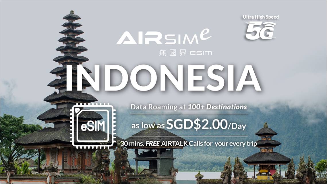 Stay connected while exploring Indonesia and Singapore enjoying fast data roaming without interruptions. Navigate the stunning landscapes and rich culture effortlessly with AIRSIMe Global Travel eSIM.