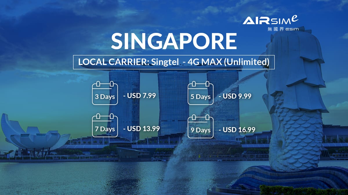 新加坡的AIRSIM Global Travel eSIM – Singapore | Pelago