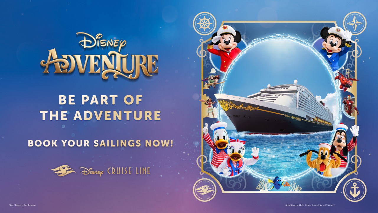 Embark on a magical 3- or 4-night holiday at sea aboard the all-new Disney Adventure—setting sail from Singapore