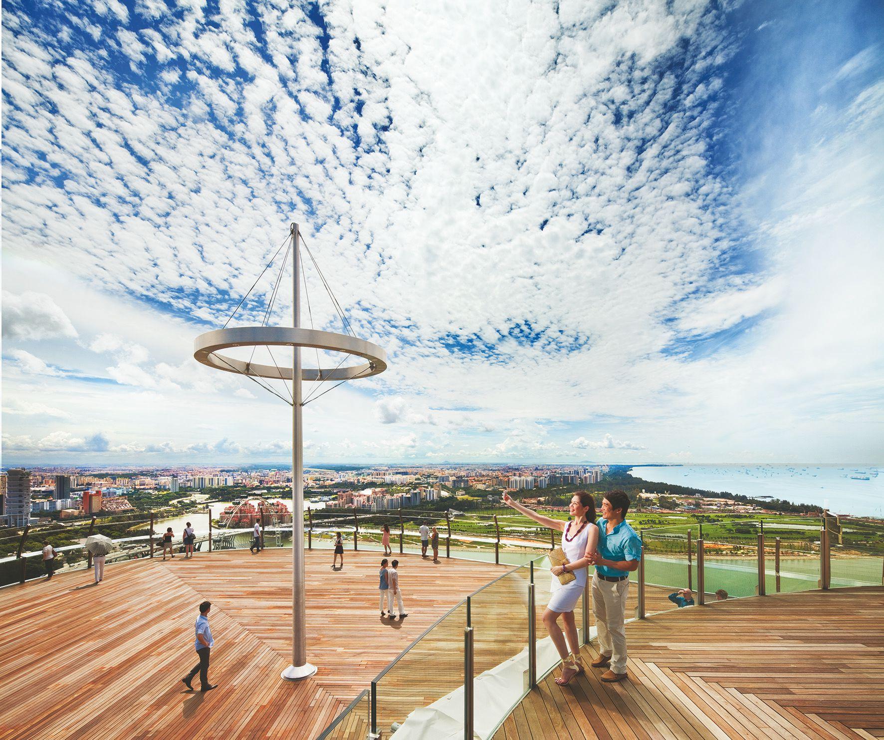 Experience breathtaking views and an unforgettable skyline at Marina Bay Sands SkyPark Observation Deck where moments are made against a stunning backdrop of Singapore's scenery.