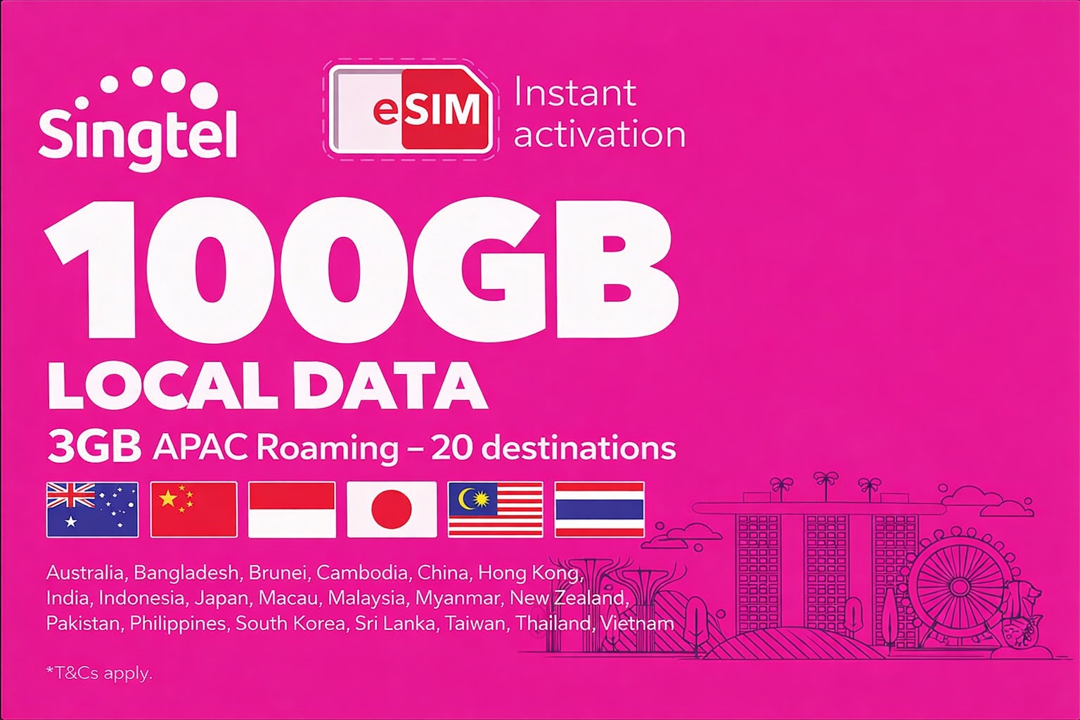 Singapore Tourist Data eSIM (3 / 5 / 10 Days) by Singtel - Photo 1 of 1