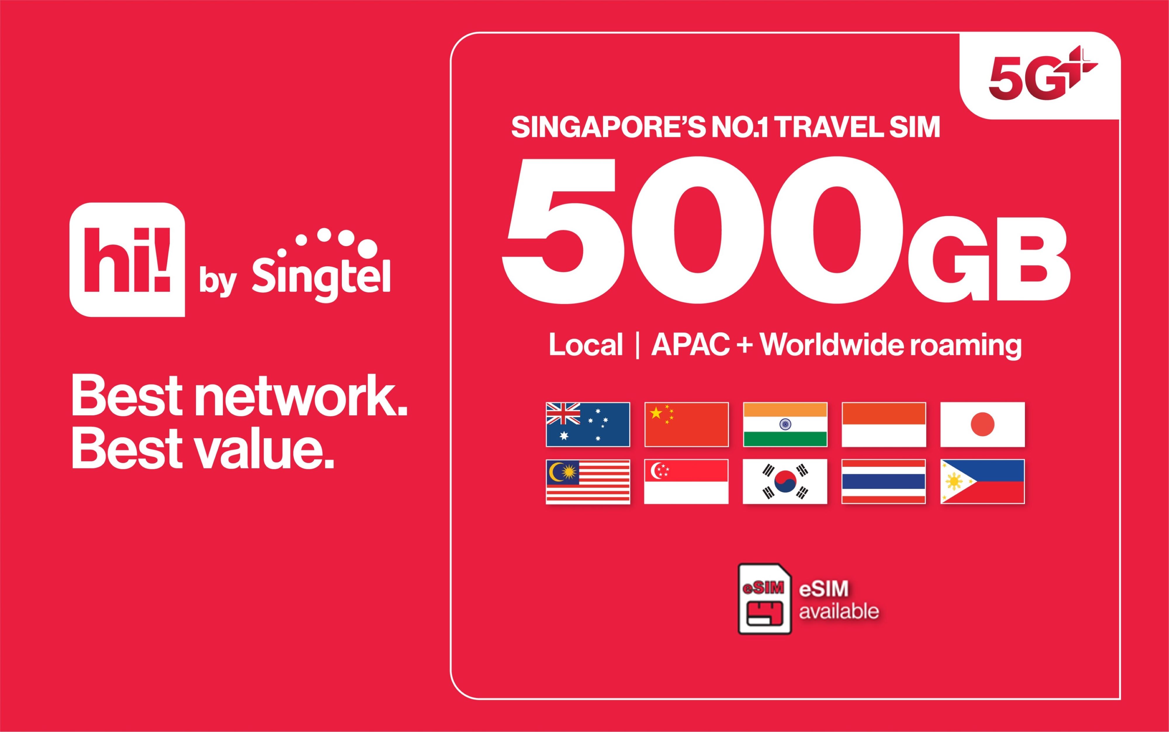 Singapore Tourist Data eSIM (3 / 5 / 10 Days) by Singtel - Photo 1 of 1