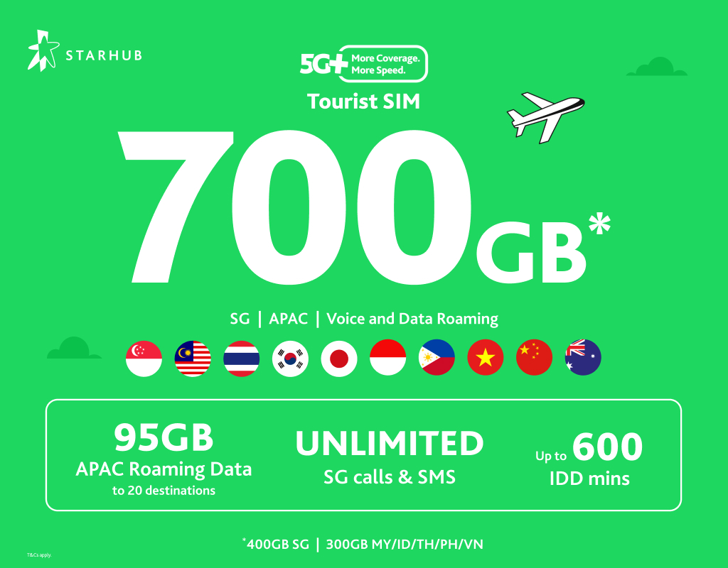 StarHub Singapore Tourist 5G+ eSIM/SIM | option with EZ-Link Transport Card - Photo 1 of 8