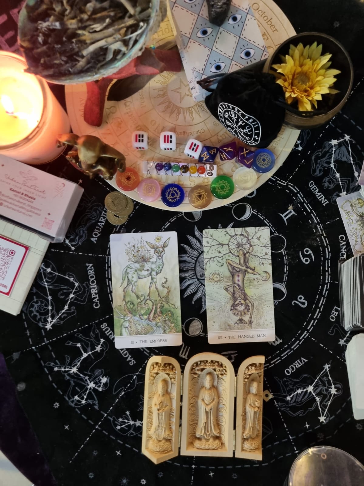 Immerse yourself in the art of self-discovery as tarot cards reveal insights about your life journey. Explore the mysteries of your past present and future through this unique reading experience.