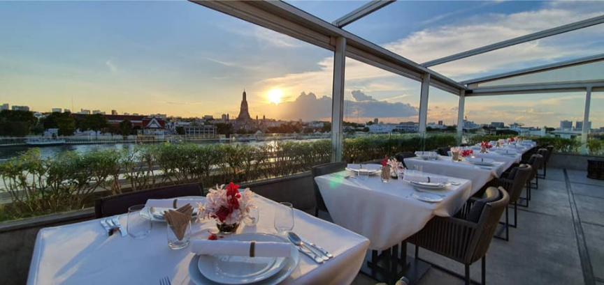 Dine above the Chao Phraya River as the sun sets savoring unique Thai flavors and fresh ingredients in an unforgettable riverside setting at Above Riva Riva Arun Bangkok Hotel.